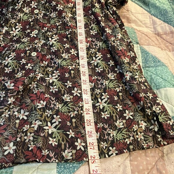 Vintage Tilley Button Up Shirt Womens L Black Floral Cotton Blouse Made Canada - Picture 6 of 6